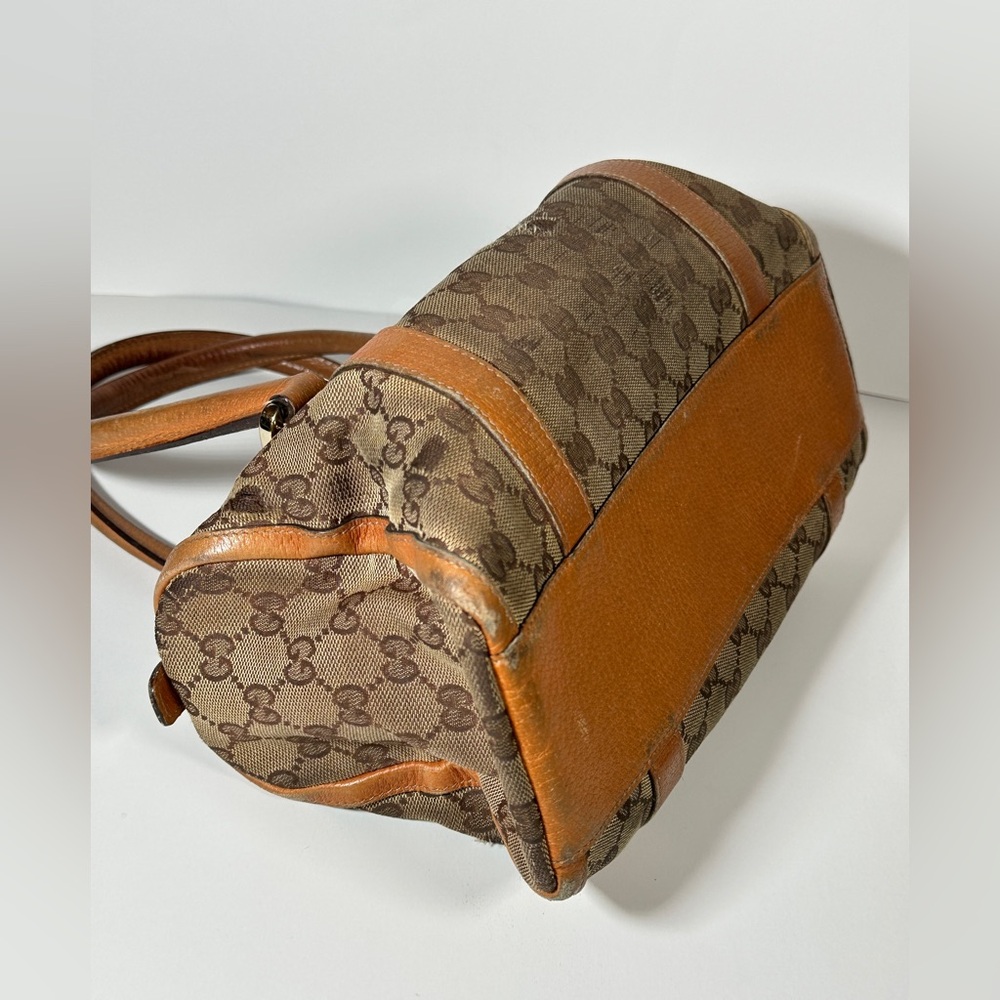 GUCCI Mini Boston Bag Abby GG Canvas BRW Distressed Designer Hand Bag Authentic - Picture 13 of 16